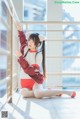 Coser @ 桜 桃 喵 Vol.091: 红色 体操服 (44 photos)